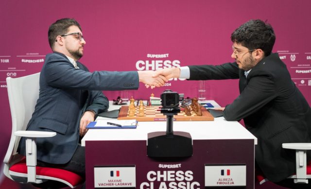 Le duel franco-français, et une belle opportunité manquée pour Maxime (Photo : Grand Chess Tour).